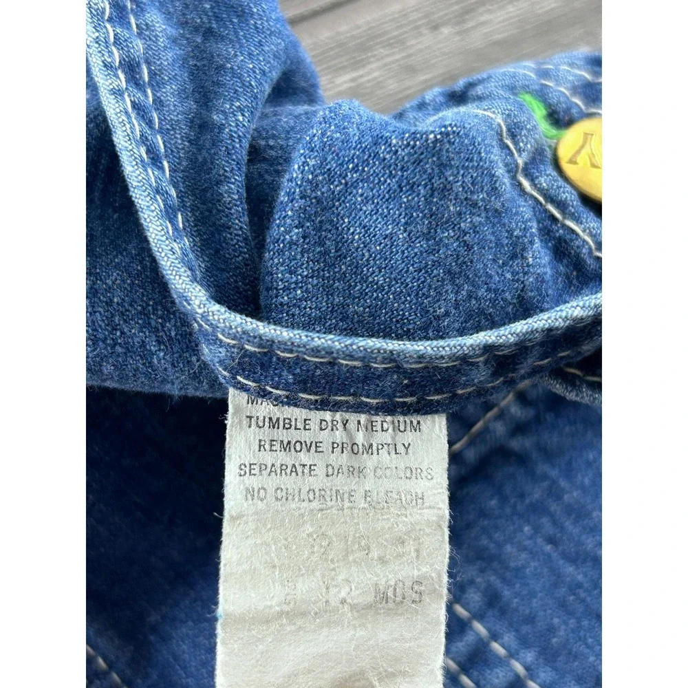 Key Imperial Vintage Baby Denim Overalls Blue 12 Months Workwear Snap Leg